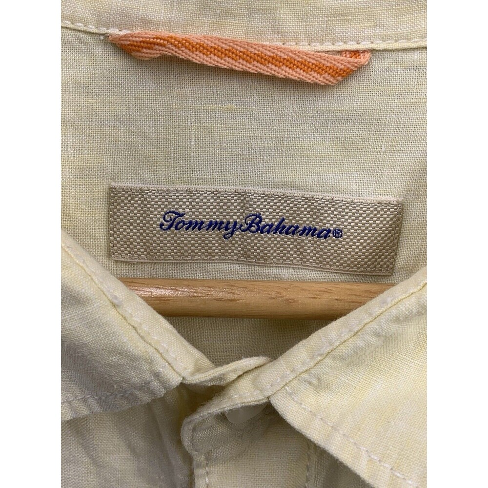 Tommy Bahama 100% Linen Button Up Shirt Men's Size XL Yellow Relax Long Sleeve - Picture 2 of 16